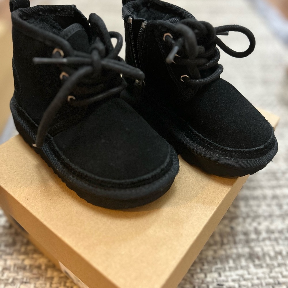 UGG Kids Black Suede Boots